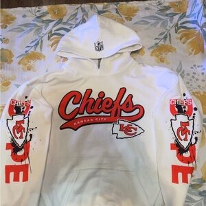 NFL Kansas City Chiefs White Hoodie with Red and Black Accents